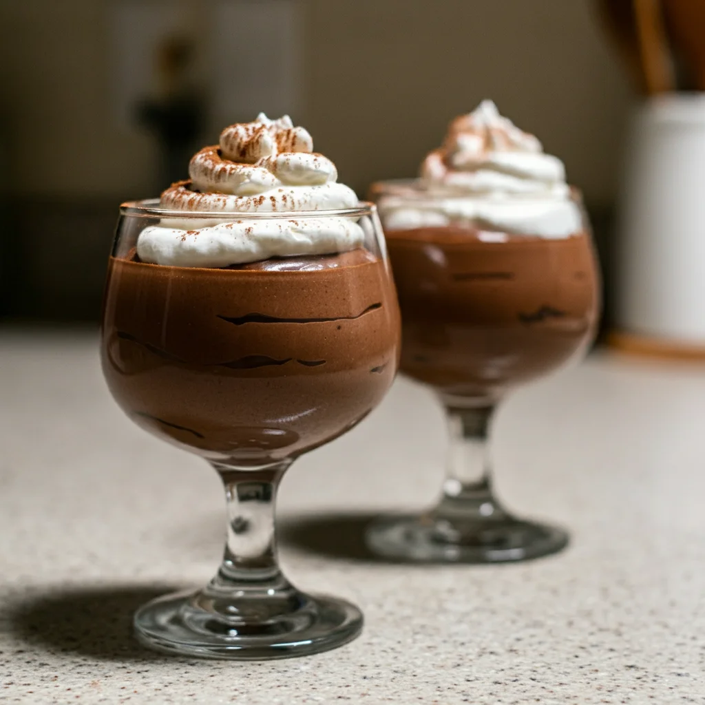 Low-calorie chocolate pudding in glass cup – WW 2-point dessert