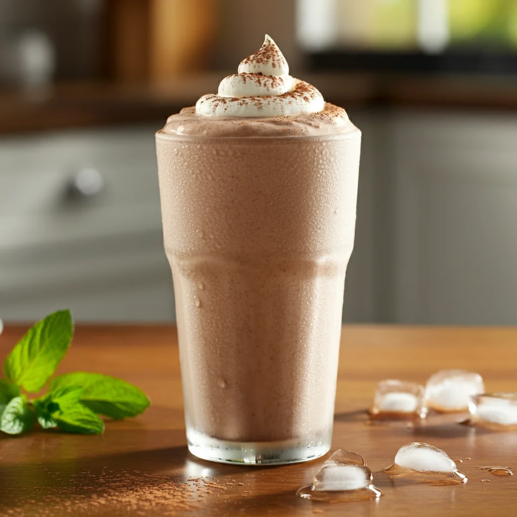 Healthy Wendy’s Frosty copycat in tall glass – WW-friendly drink